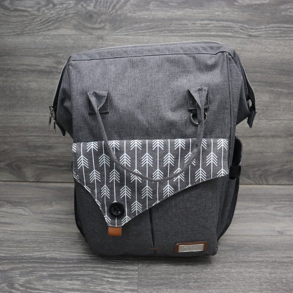 Lekebaby Diaper Bag Backpack for Mom in Gray with Arrow Print
